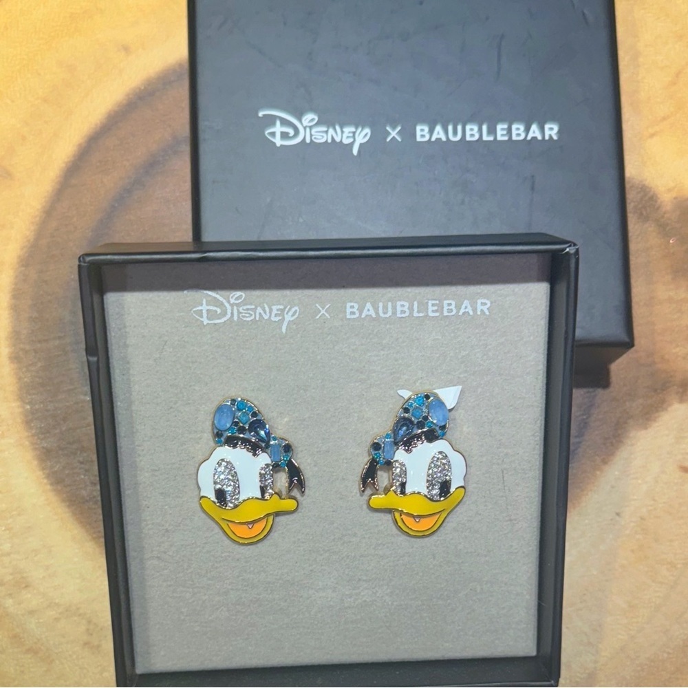 Disney x BaubleBar Donald Duck Earrings Rhinestone Enamel Cute Character Bling